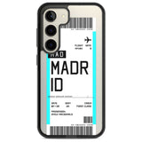 Personalised Madrid Boarding Pass Custom Phone Case Samsung S22 / Black Impact Case,Samsung S23 / Black Impact Case Blanc Space