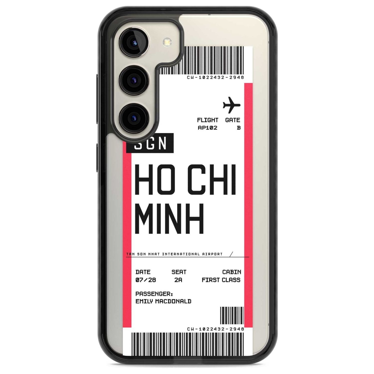 Personalised Ho Chi Minh City Boarding Pass Custom Phone Case Samsung S22 / Black Impact Case,Samsung S23 / Black Impact Case Blanc Space