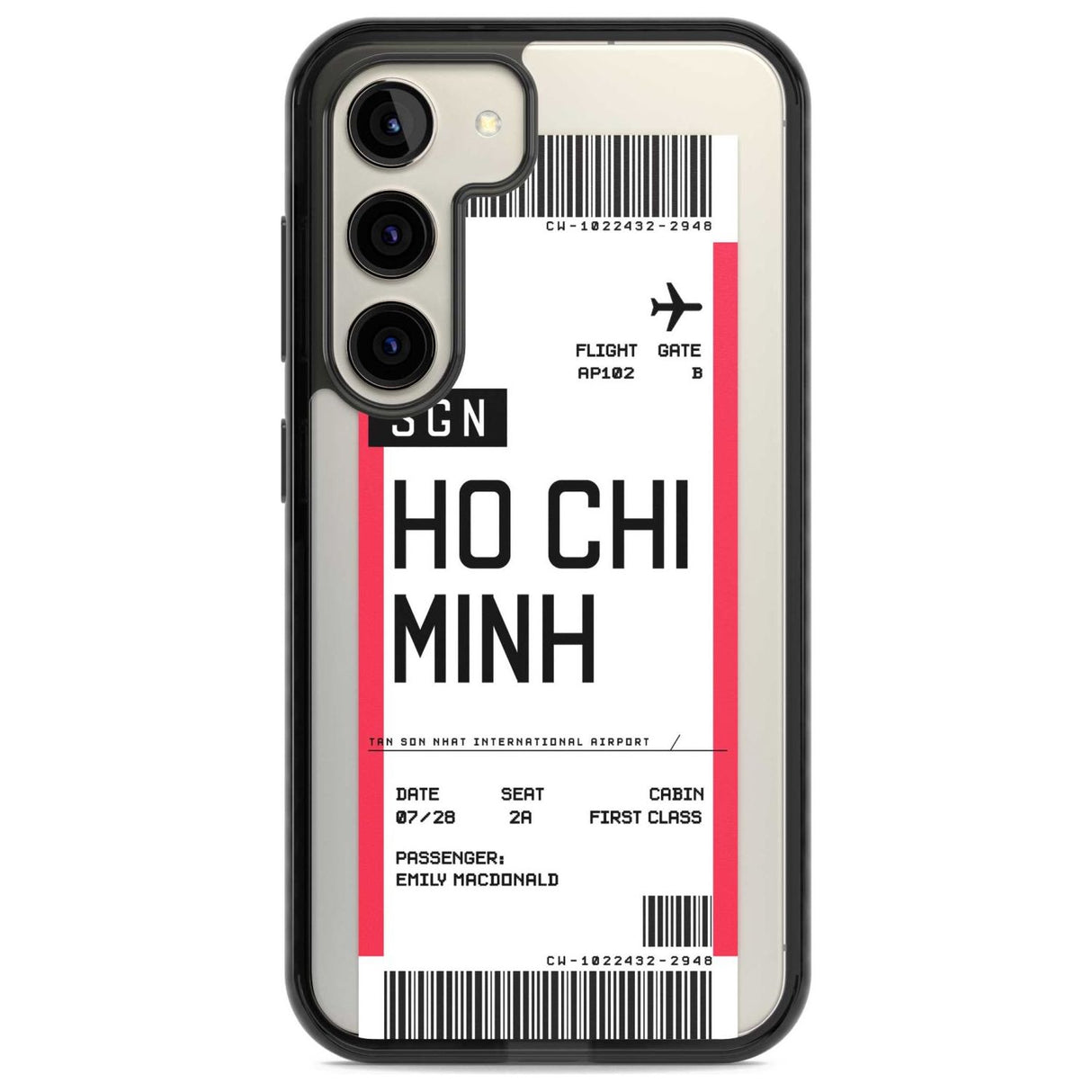 Personalised Ho Chi Minh City Boarding Pass Custom Phone Case Samsung S22 / Black Impact Case,Samsung S23 / Black Impact Case Blanc Space