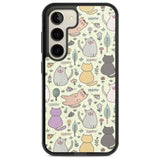 Cat Pattern Cream Phone Case Samsung S22 / Black Impact Case,Samsung S23 / Black Impact Case Blanc Space