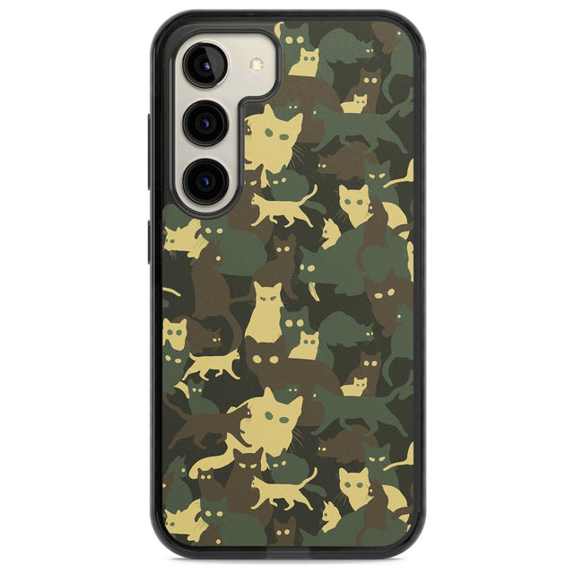 Forest Green Cat Camouflage Pattern Phone Case Samsung S22 / Black Impact Case,Samsung S23 / Black Impact Case Blanc Space