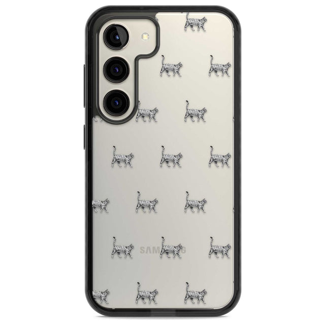 British Shorthair Cat Pattern Phone Case Samsung S22 / Black Impact Case,Samsung S23 / Black Impact Case Blanc Space