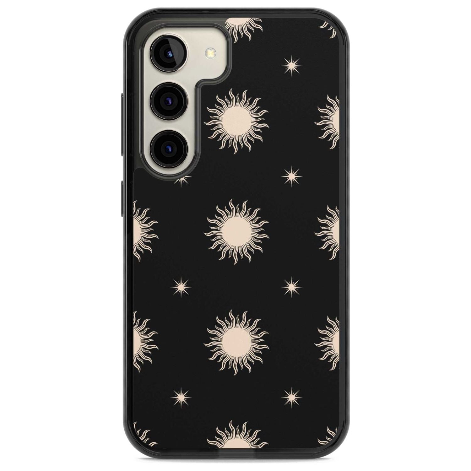 Celestial Patterns Classic Suns (Black) Phone Case Samsung S22 / Black Impact Case,Samsung S23 / Black Impact Case Blanc Space
