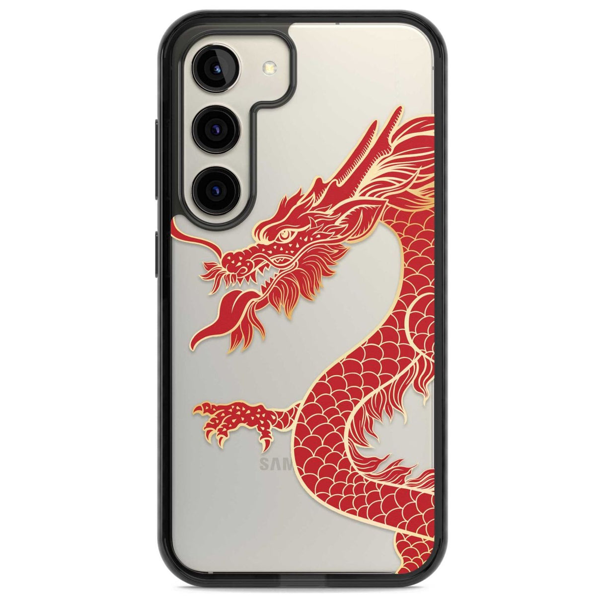 Large Red Dragon Phone Case Samsung S22 / Black Impact Case,Samsung S23 / Black Impact Case Blanc Space
