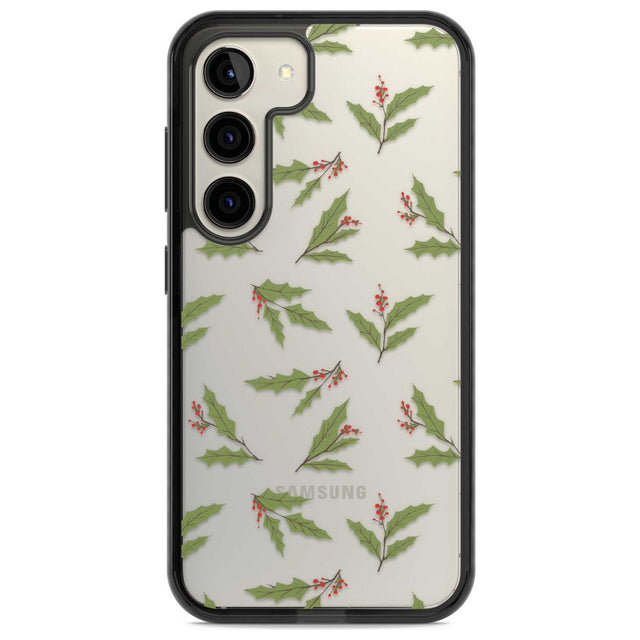 Christmas Holly Pattern Phone Case Samsung S22 / Black Impact Case,Samsung S23 / Black Impact Case Blanc Space