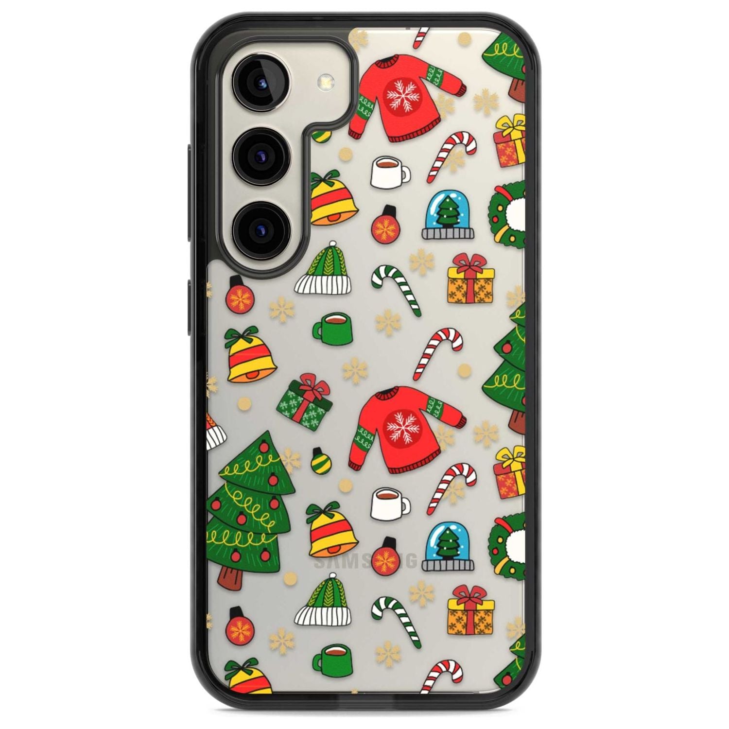 Christmas Mixture Pattern Phone Case Samsung S22 / Black Impact Case,Samsung S23 / Black Impact Case Blanc Space
