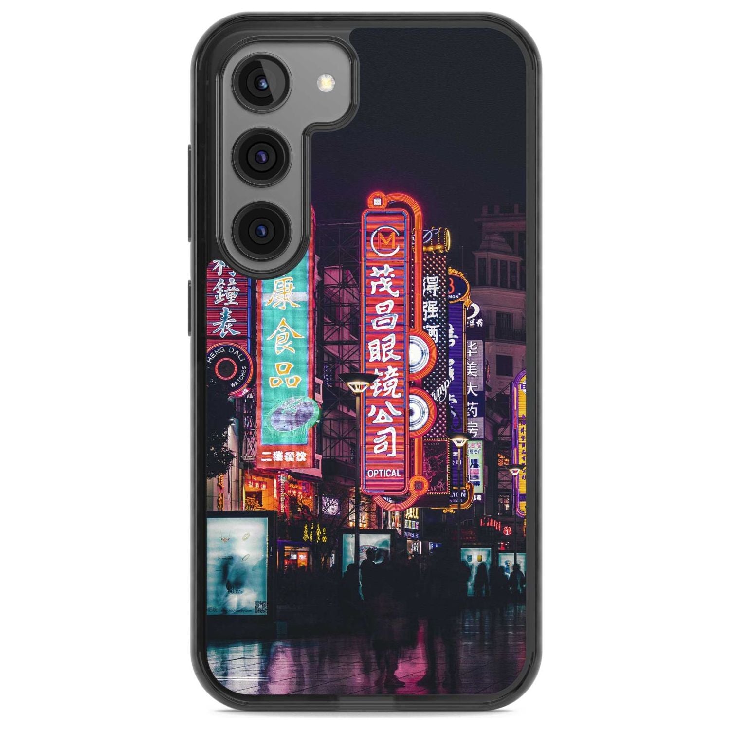 Busy Street - Neon Cities Photographs Phone Case Samsung S22 / Black Impact Case,Samsung S23 / Black Impact Case Blanc Space