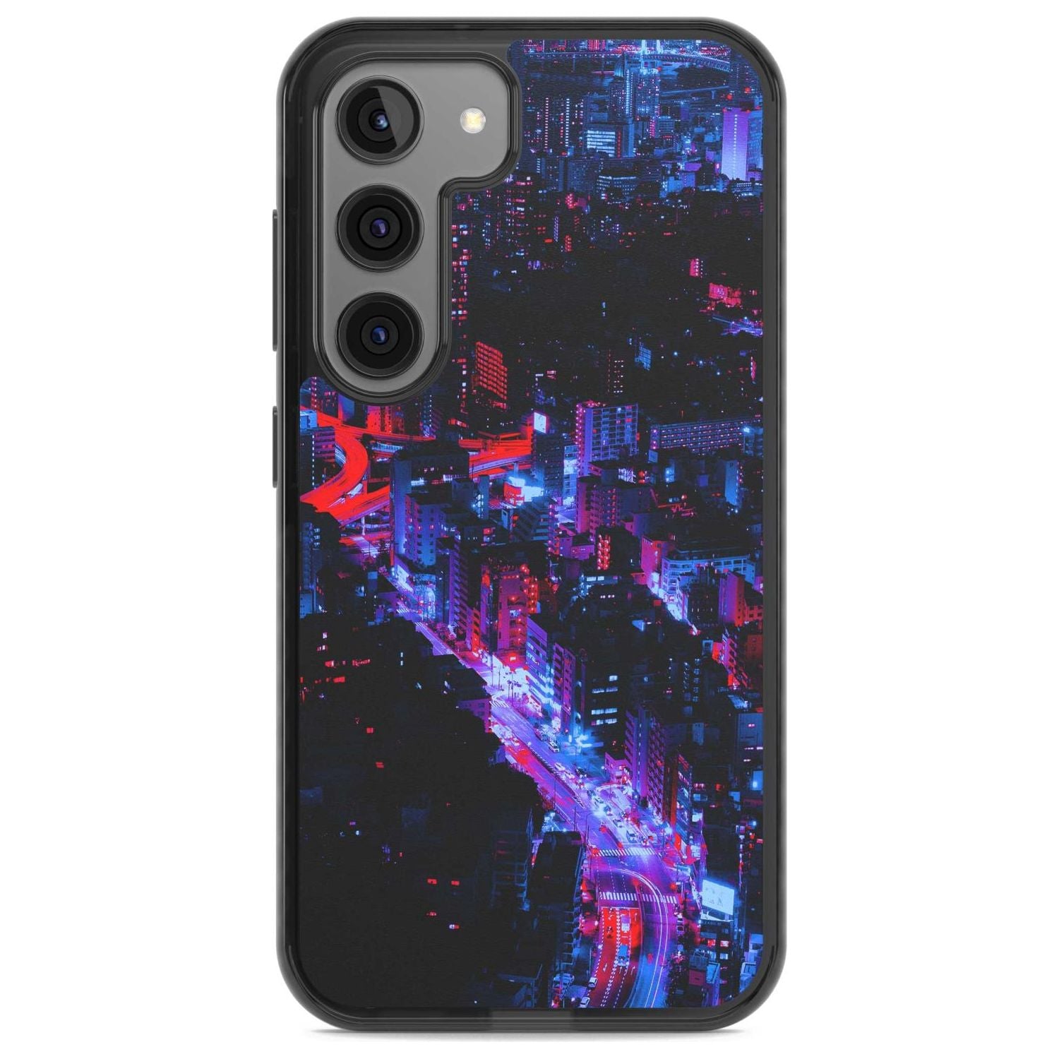 Arial City View - Neon Cities Photographs Phone Case Samsung S22 / Black Impact Case,Samsung S23 / Black Impact Case Blanc Space