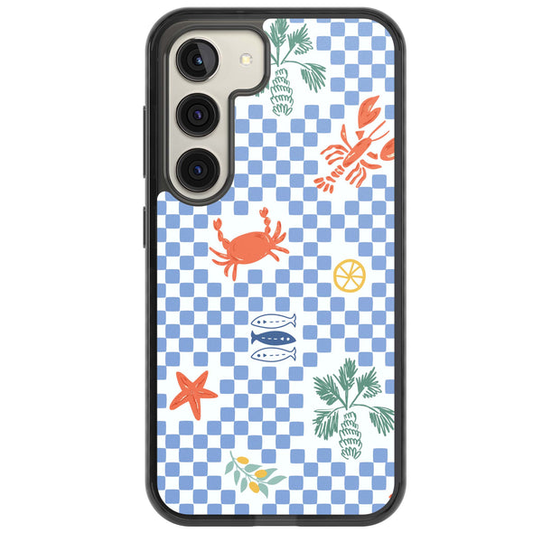 Blue Check Coastal Motifs