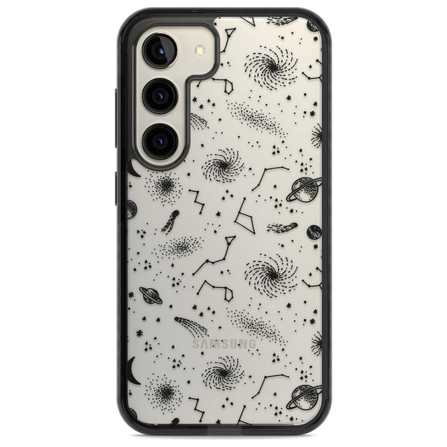Mixed Galaxy Pattern Phone Case Samsung S22 / Black Impact Case,Samsung S23 / Black Impact Case Blanc Space