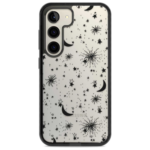 Moons & Stars Phone Case Samsung S22 / Black Impact Case,Samsung S23 / Black Impact Case Blanc Space