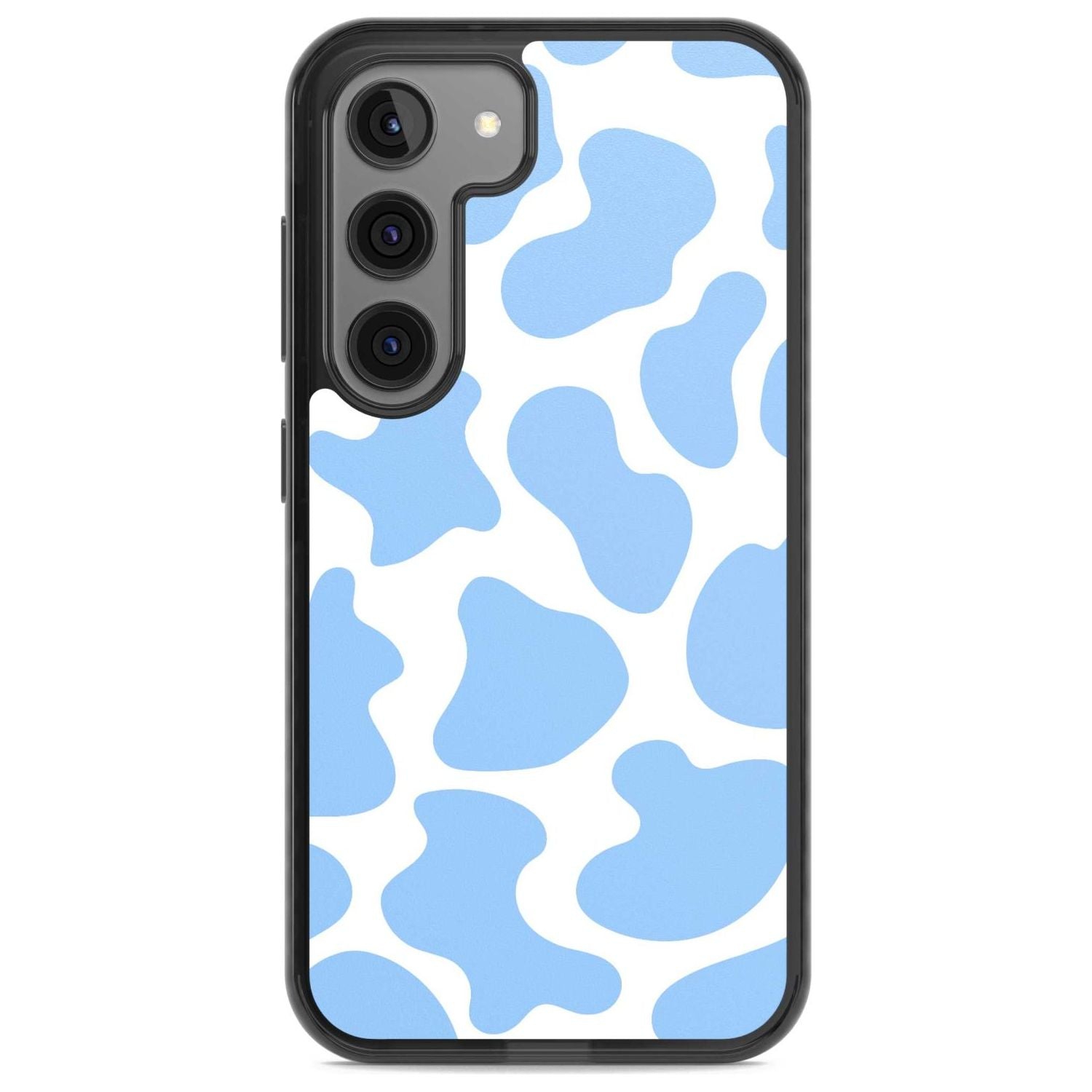 Blue and White Cow Print Phone Case Samsung S22 / Black Impact Case,Samsung S23 / Black Impact Case Blanc Space