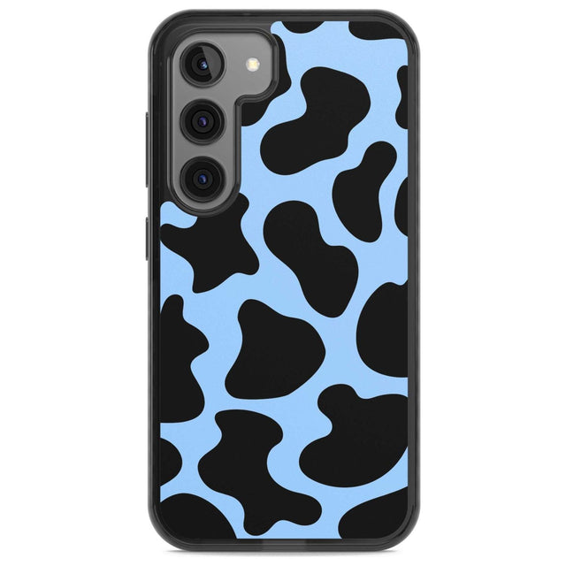 Blue and Black Cow Print Phone Case Samsung S22 / Black Impact Case,Samsung S23 / Black Impact Case Blanc Space