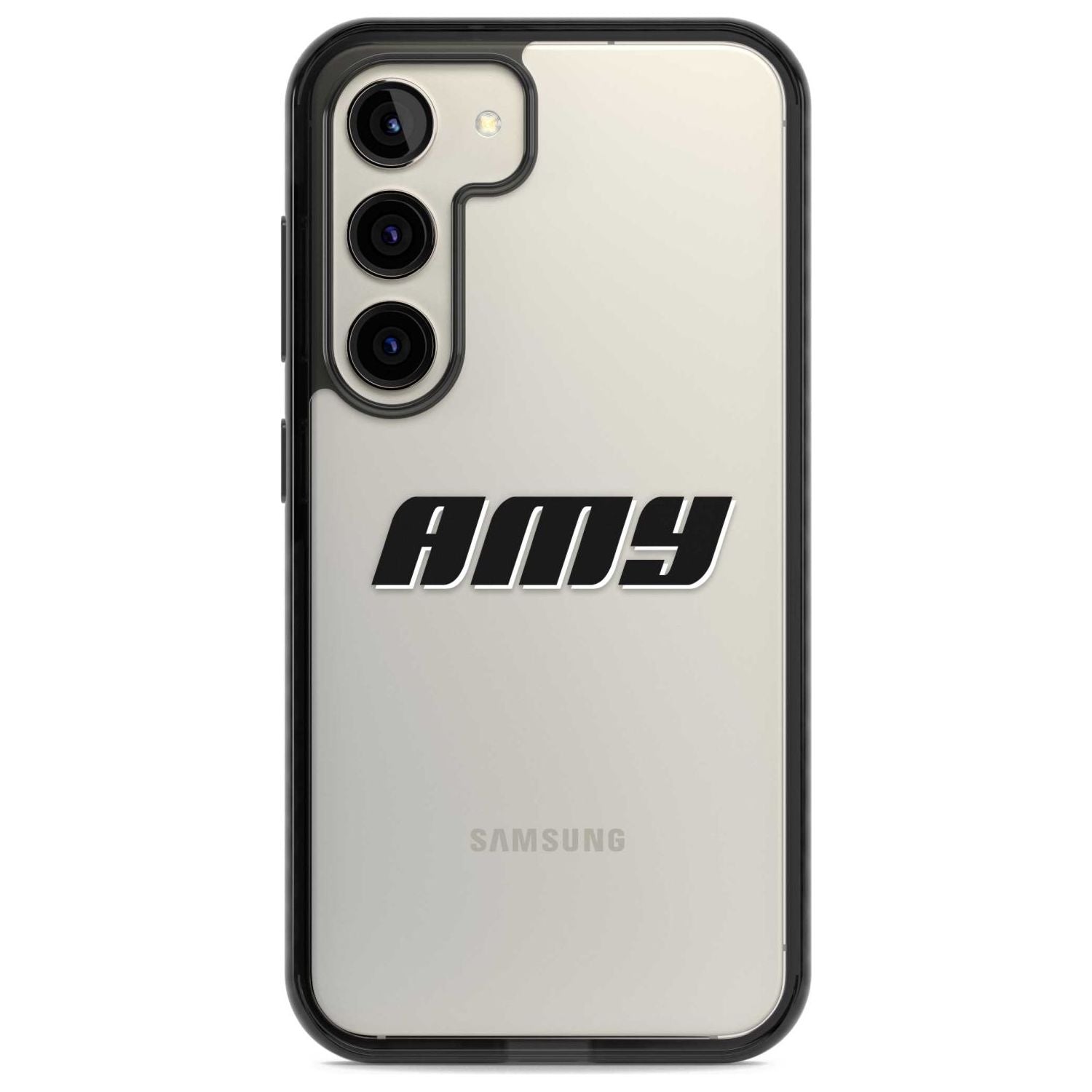 Personalised Clear Text  1C Custom Phone Case Samsung S22 / Black Impact Case,Samsung S23 / Black Impact Case Blanc Space