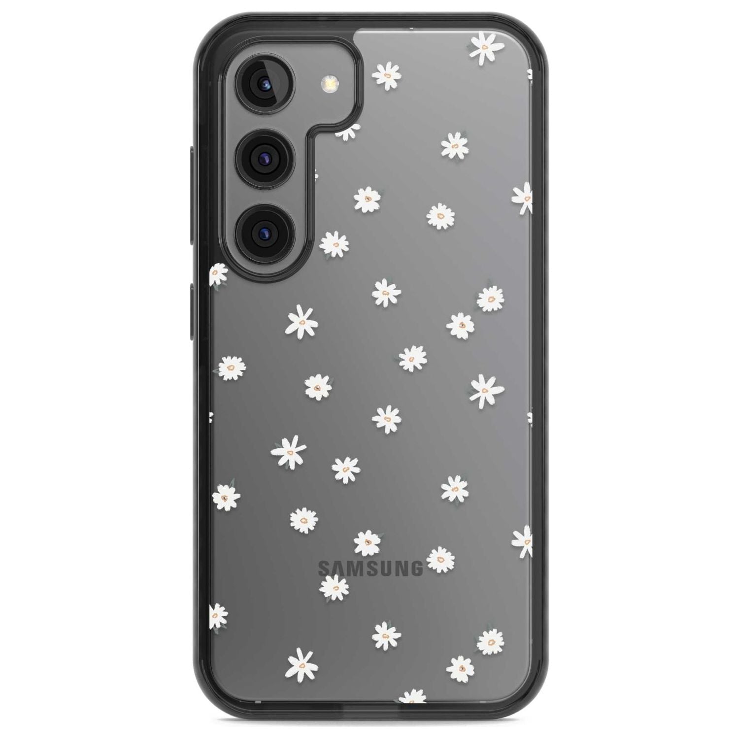 Painted Daises on Transparent Phone Case Samsung S22 / Black Impact Case,Samsung S23 / Black Impact Case Blanc Space
