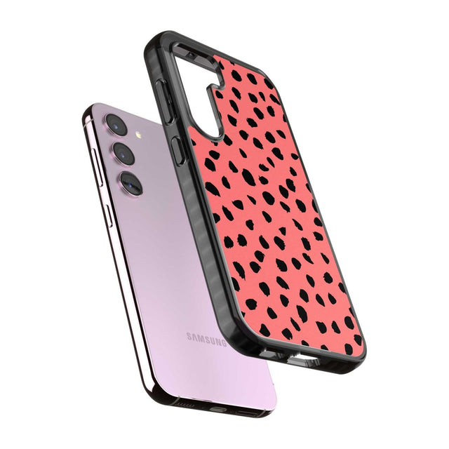 Black on Salmon Pink Dalmatian Polka Dot Spots Phone Case iPhone 15 Pro Max / Black Impact Case,iPhone 15 Plus / Black Impact Case,iPhone 15 Pro / Black Impact Case,iPhone 15 / Black Impact Case,iPhone 15 Pro Max / Impact Case,iPhone 15 Plus / Impact Case,iPhone 15 Pro / Impact Case,iPhone 15 / Impact Case,iPhone 15 Pro Max / Magsafe Black Impact Case,iPhone 15 Plus / Magsafe Black Impact Case,iPhone 15 Pro / Magsafe Black Impact Case,iPhone 15 / Magsafe Black Impact Case,iPhone 14 Pro Max / Black Impact Ca