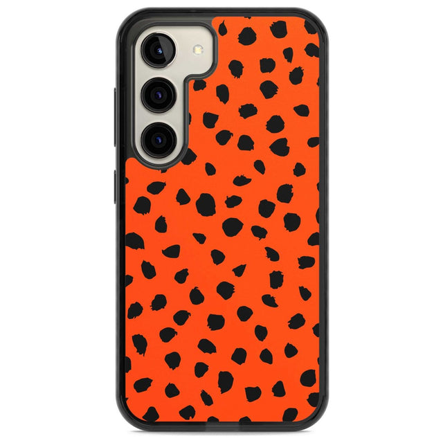 Black & Bright Red Dalmatian Polka Dot Spots Phone Case Samsung S22 / Black Impact Case,Samsung S23 / Black Impact Case Blanc Space