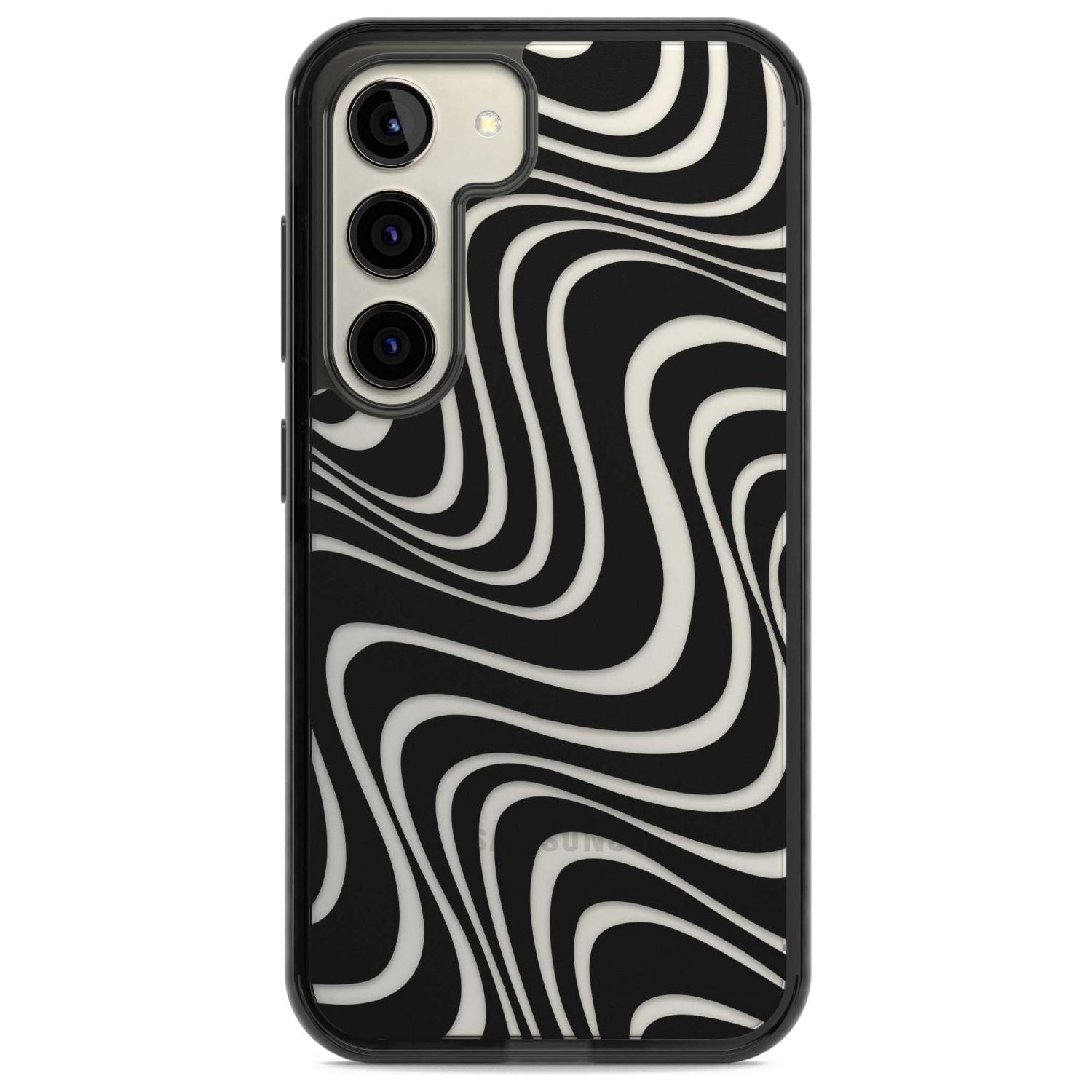 Abstract Waves Phone Case Samsung S22 / Black Impact Case,Samsung S23 / Black Impact Case Blanc Space
