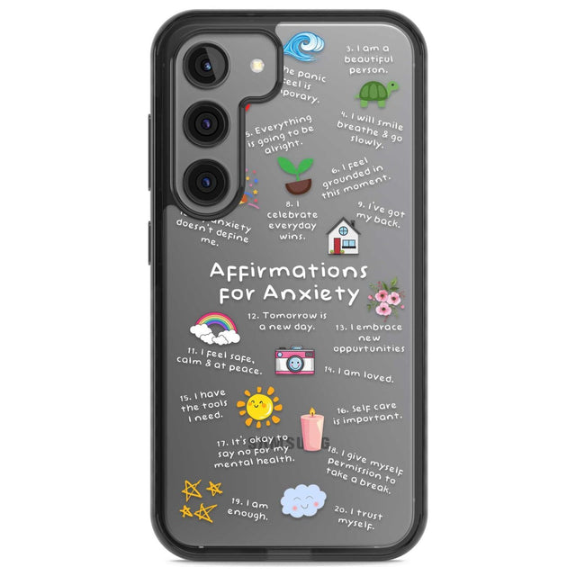 Anxiety White Text Phone Case Samsung S22 / Black Impact Case,Samsung S23 / Black Impact Case Blanc Space