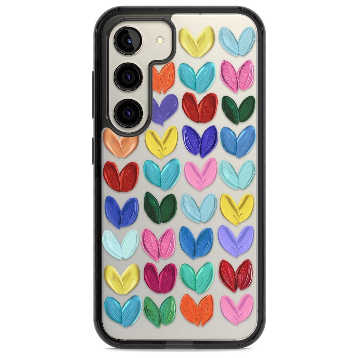 Oil Painted Hearts Phone Case Samsung S22 / Black Impact Case,Samsung S23 / Black Impact Case Blanc Space