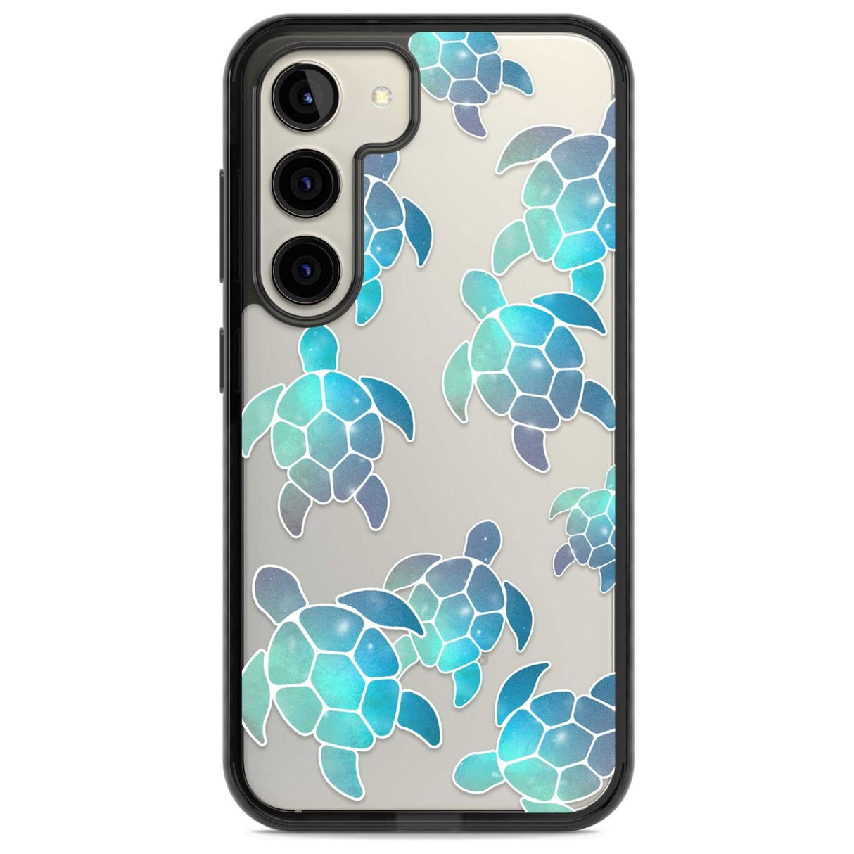 Aqua Space Turtles Phone Case Samsung S22 / Black Impact Case,Samsung S23 / Black Impact Case Blanc Space