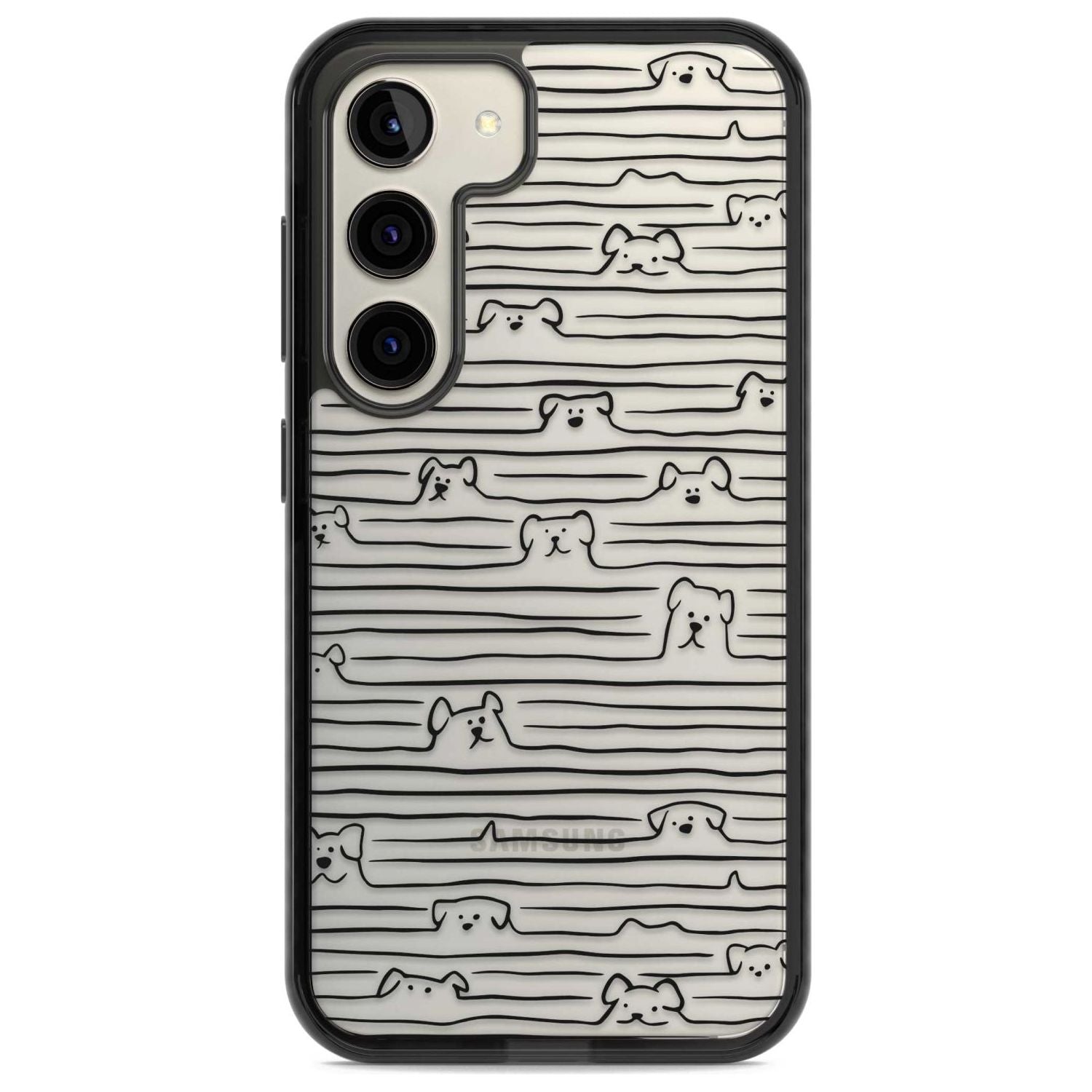 Dog Line Art - Black Phone Case Samsung S22 / Black Impact Case,Samsung S23 / Black Impact Case Blanc Space