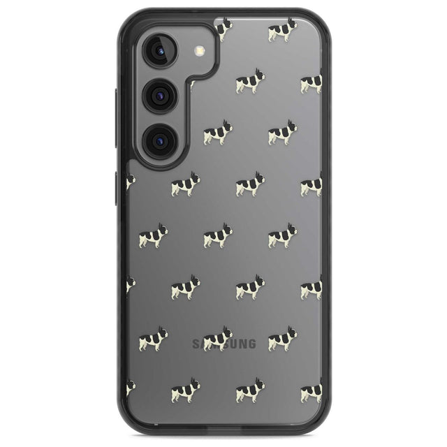 French Bulldog Dog Pattern Clear Phone Case Samsung S22 / Black Impact Case,Samsung S23 / Black Impact Case Blanc Space