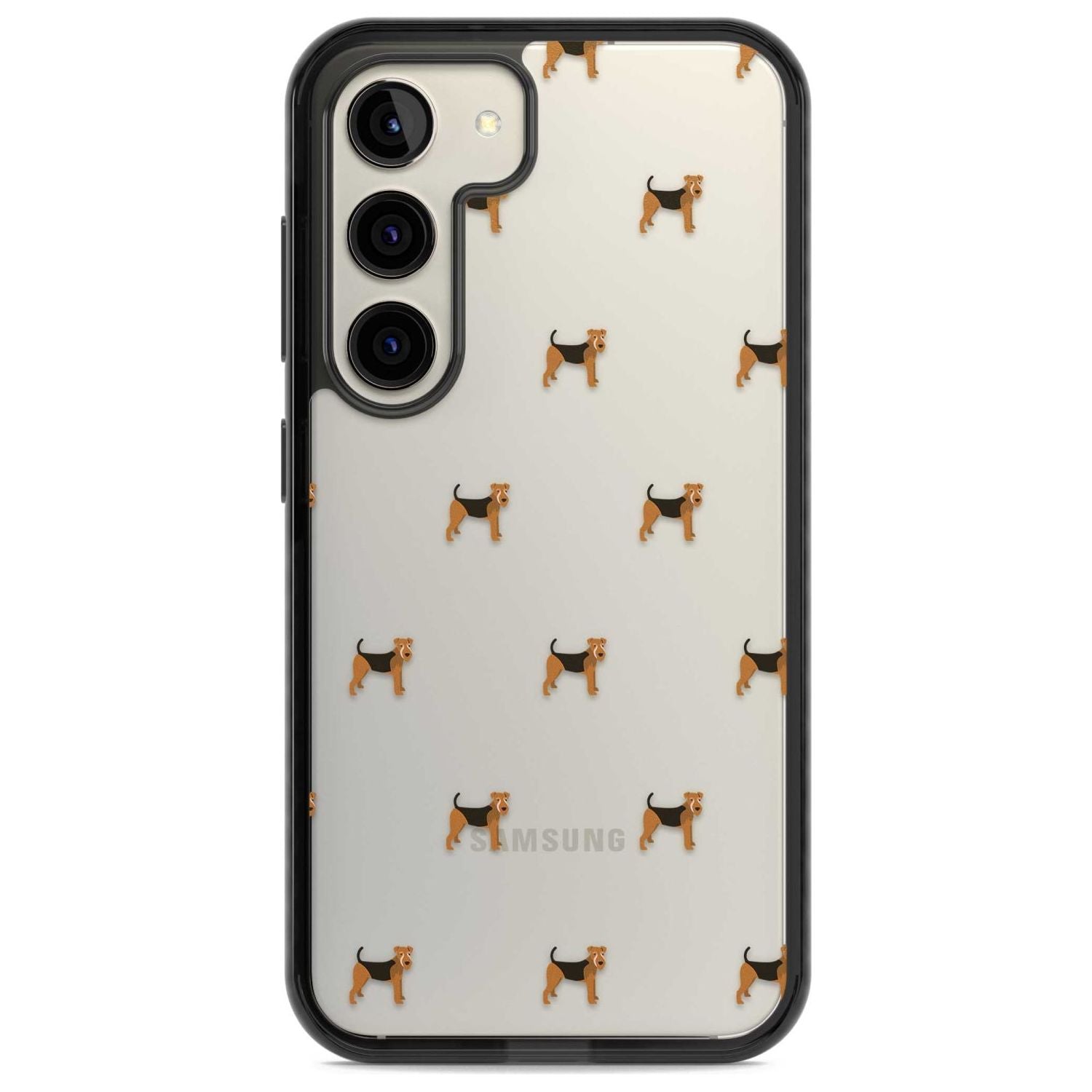 Airedale Terrier Dog Pattern Clear Phone Case Samsung S22 / Black Impact Case,Samsung S23 / Black Impact Case Blanc Space