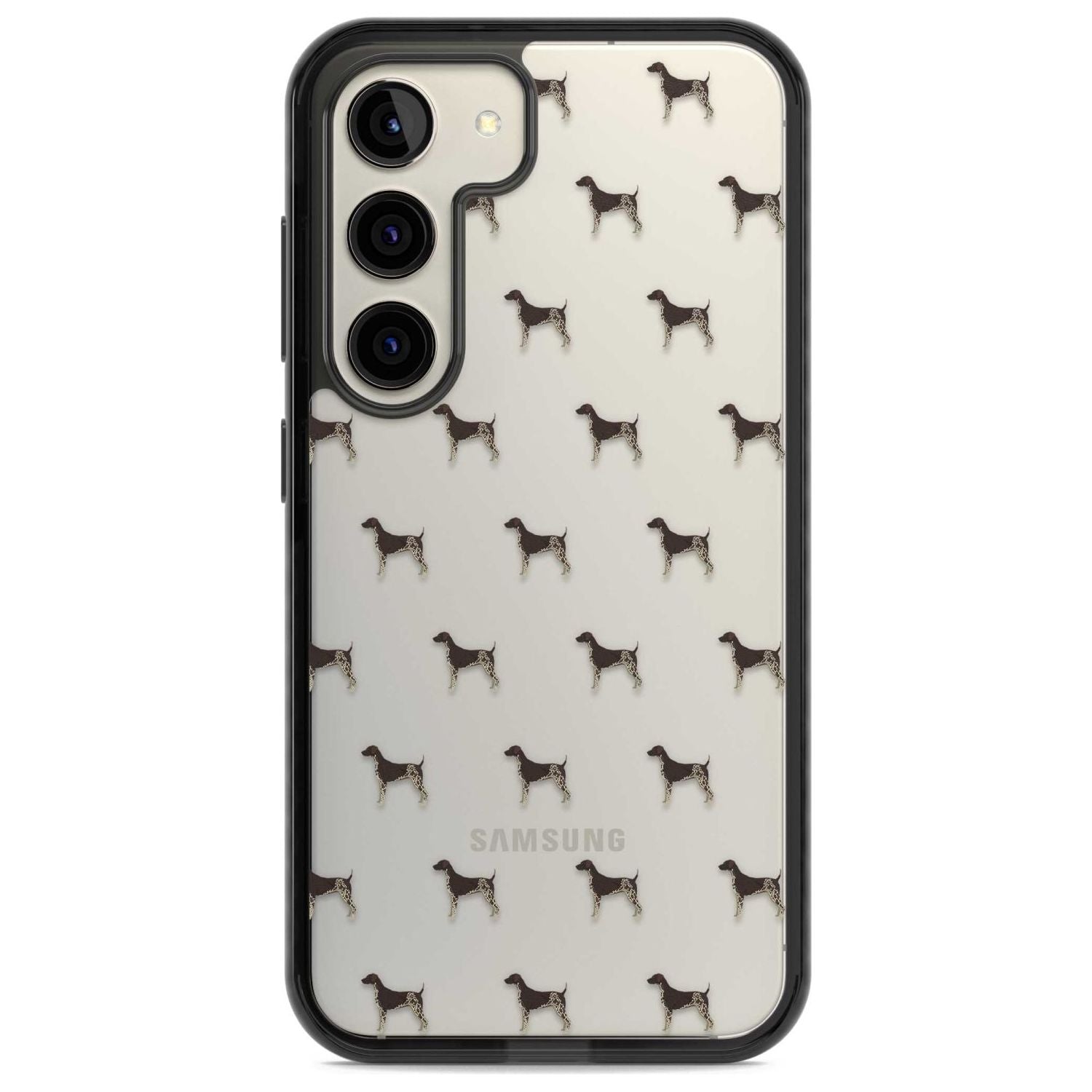 German Shorthaired Pointer Dog Pattern Clear Phone Case Samsung S22 / Black Impact Case,Samsung S23 / Black Impact Case Blanc Space