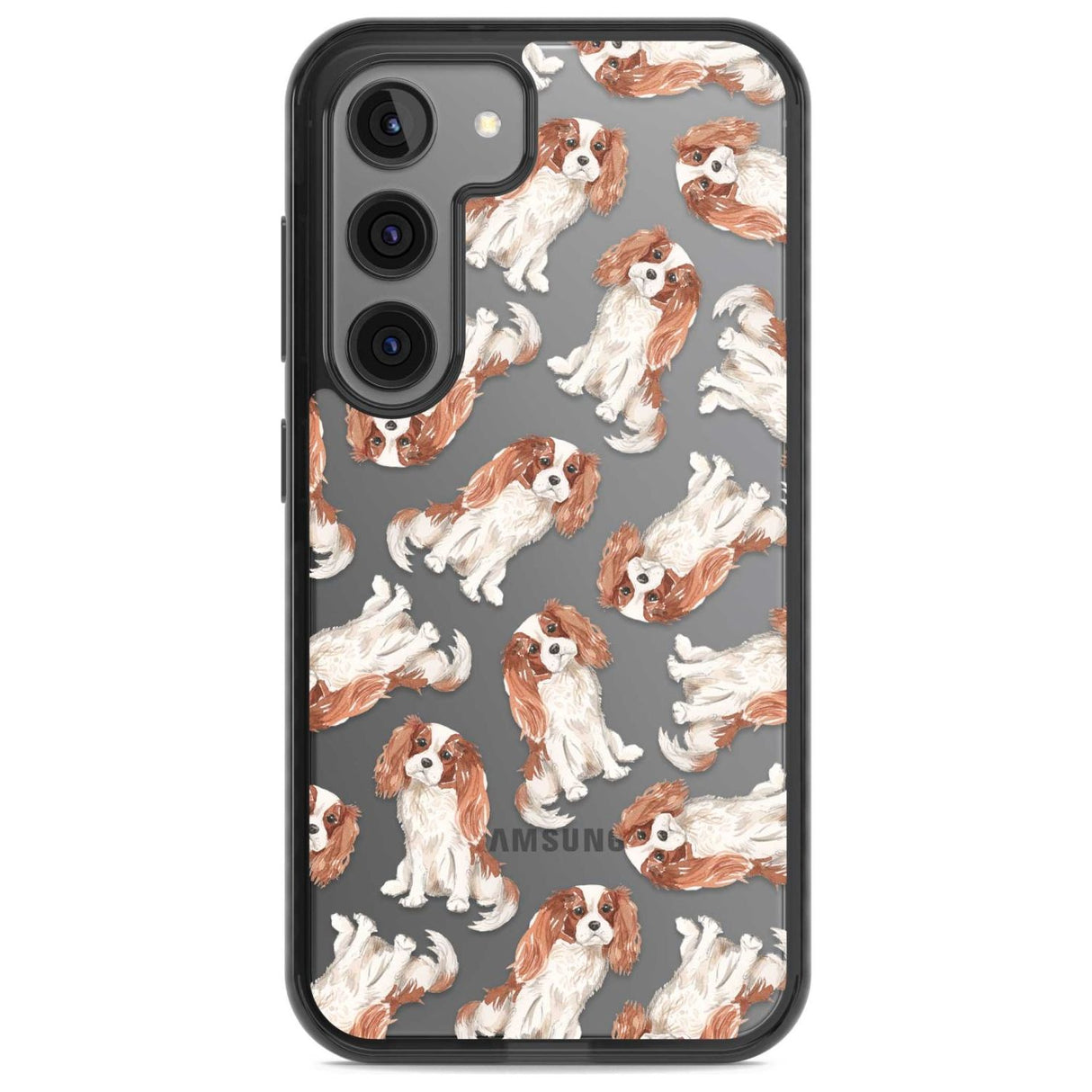 Cavalier King Charles Spaniel Dog Pattern Phone Case Samsung S22 / Black Impact Case,Samsung S23 / Black Impact Case Blanc Space