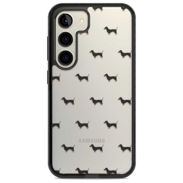 Dachshund Dog Pattern Clear Phone Case Samsung S22 / Black Impact Case,Samsung S23 / Black Impact Case Blanc Space