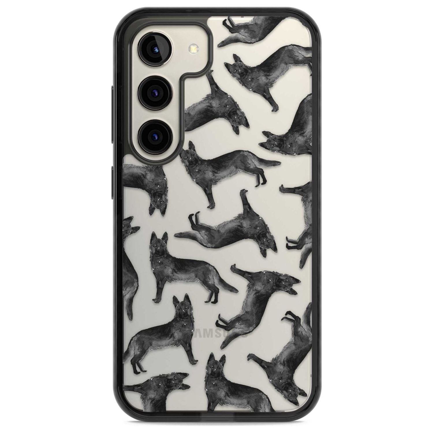 German Shepherd (Black) Watercolour Dog Pattern