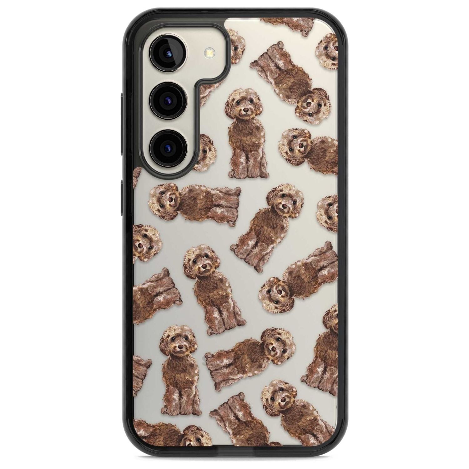 Cockapoo (Brown) Watercolour Dog Pattern Phone Case Samsung S22 / Black Impact Case,Samsung S23 / Black Impact Case Blanc Space