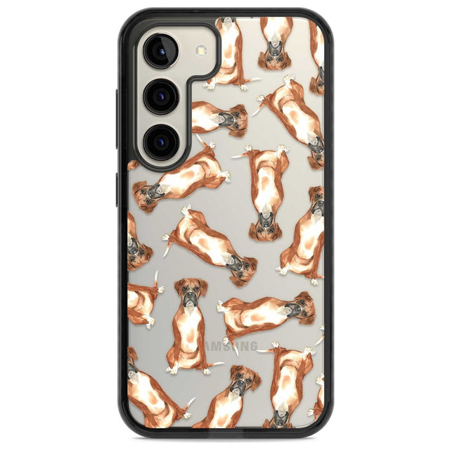 Boxer Watercolour Dog Pattern Phone Case Samsung S22 / Black Impact Case,Samsung S23 / Black Impact Case Blanc Space