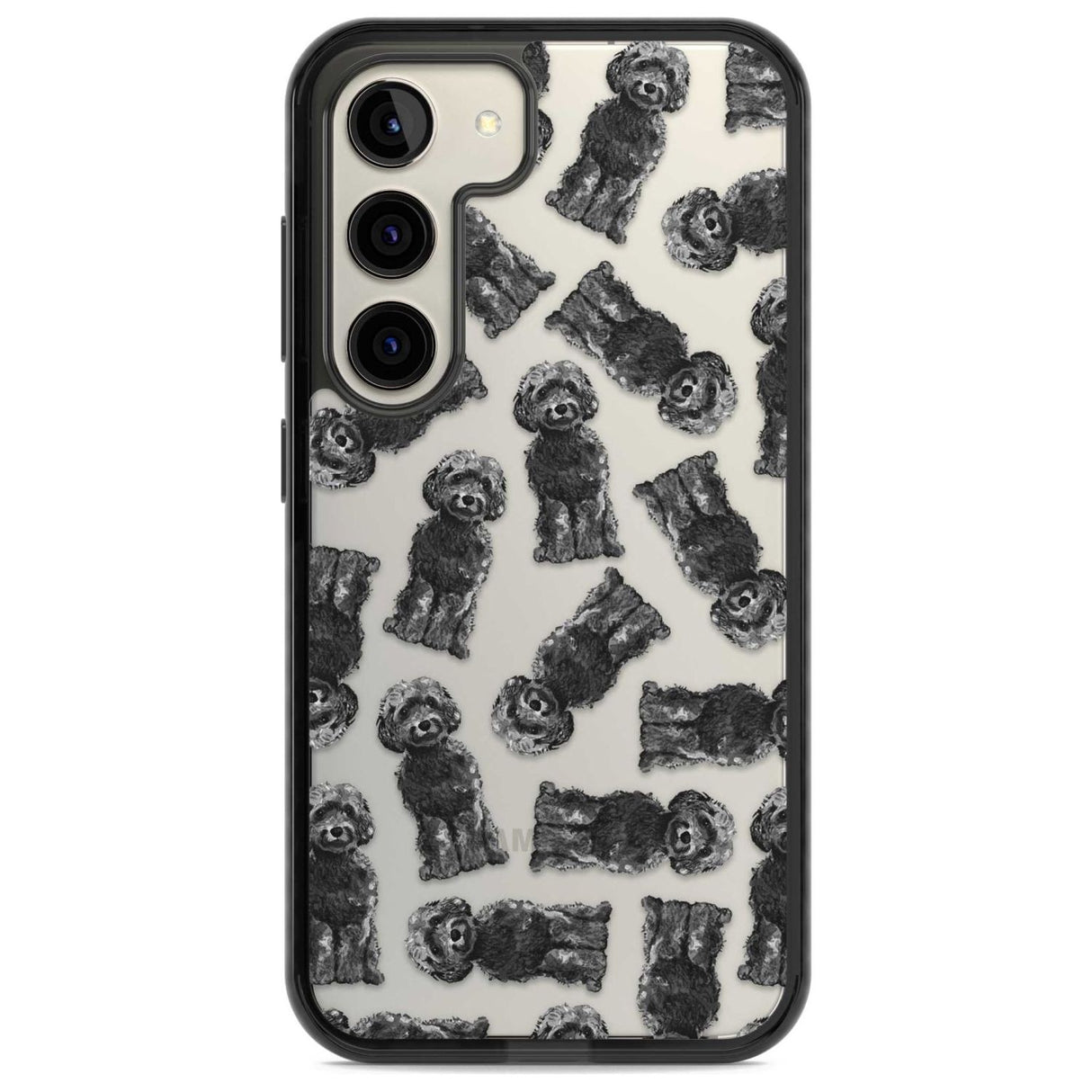 Cockapoo (Black) Watercolour Dog Pattern Phone Case Samsung S22 / Black Impact Case,Samsung S23 / Black Impact Case Blanc Space