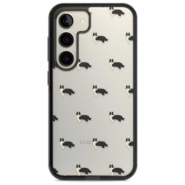Border Collie Dog Pattern Clear Phone Case Samsung S22 / Black Impact Case,Samsung S23 / Black Impact Case Blanc Space