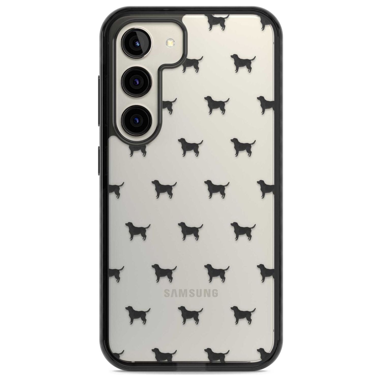 Black Labrador Dog Pattern Clear Phone Case Samsung S22 / Black Impact Case,Samsung S23 / Black Impact Case Blanc Space