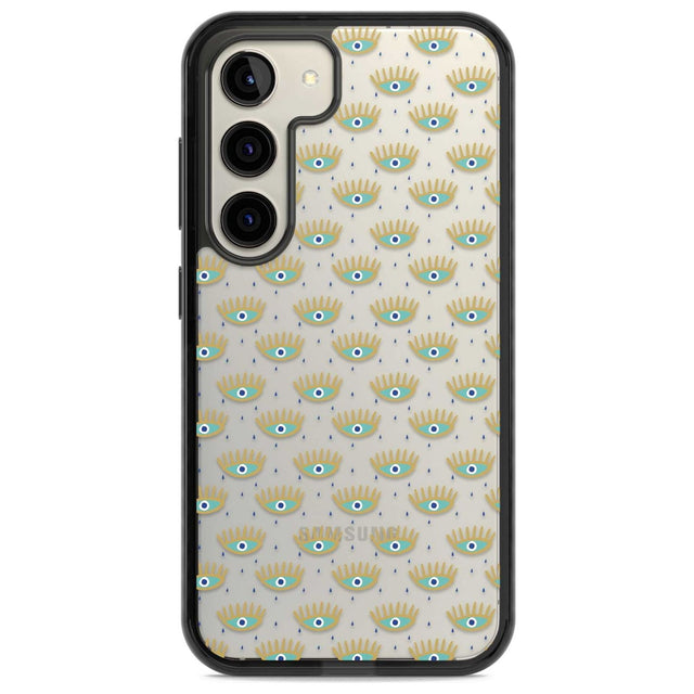 Crying Eyes (Clear) Psychedelic Eyes Pattern Phone Case Samsung S22 / Black Impact Case,Samsung S23 / Black Impact Case Blanc Space