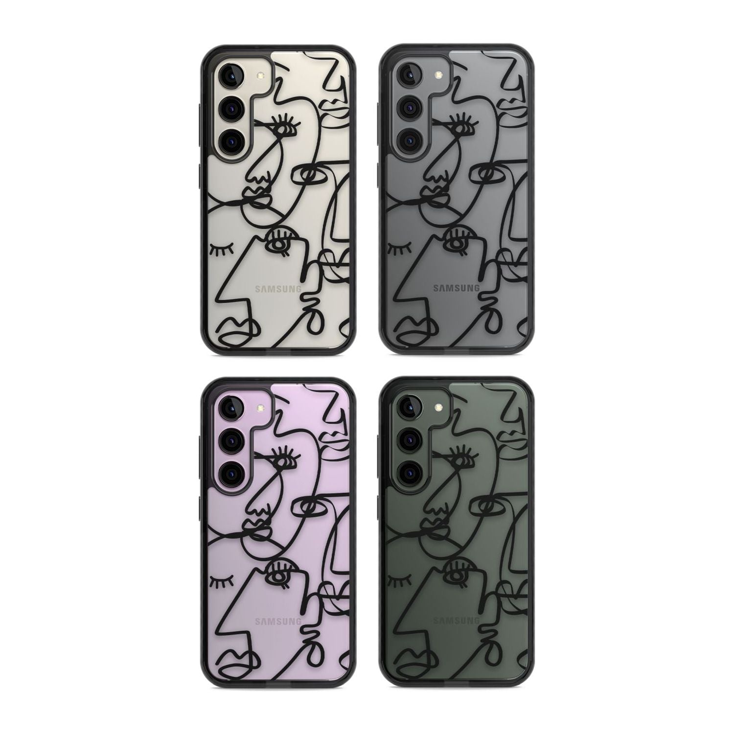 Abstract Continuous Line Faces Black on Clear