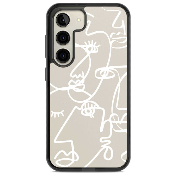 Abstract Line Art White Beige