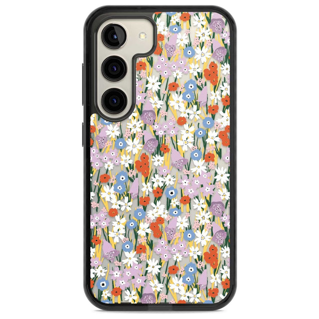 Energetic Floral Mix: Transparent Phone Case Samsung S22 / Black Impact Case,Samsung S23 / Black Impact Case Blanc Space
