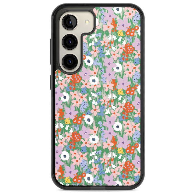 Jazzy Floral Mix: Transparent Phone Case Samsung S22 / Black Impact Case,Samsung S23 / Black Impact Case Blanc Space