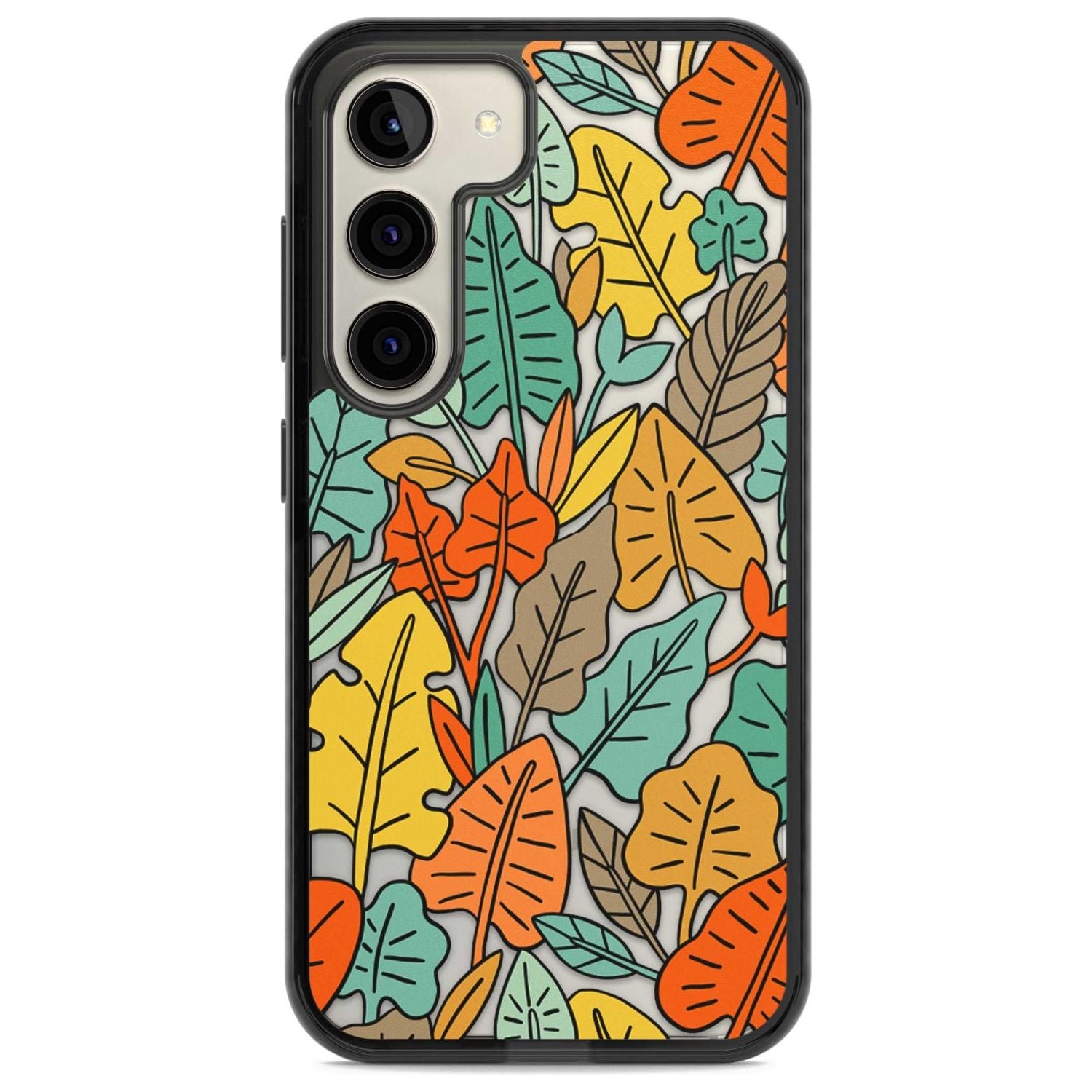 Pastel Toned Autumn Leaves Phone Case Samsung S22 / Black Impact Case,Samsung S23 / Black Impact Case Blanc Space