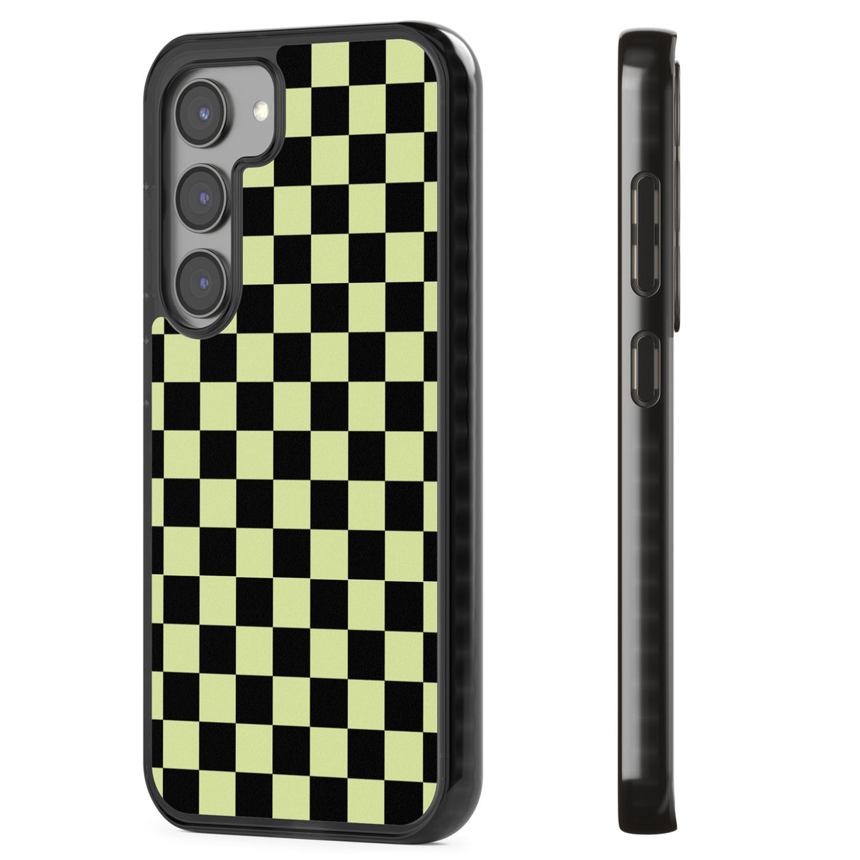 Black & Lime Check Impact Phone Case for Samsung Galaxy S24, Samsung Galaxy S23, Samsung Galaxy S22