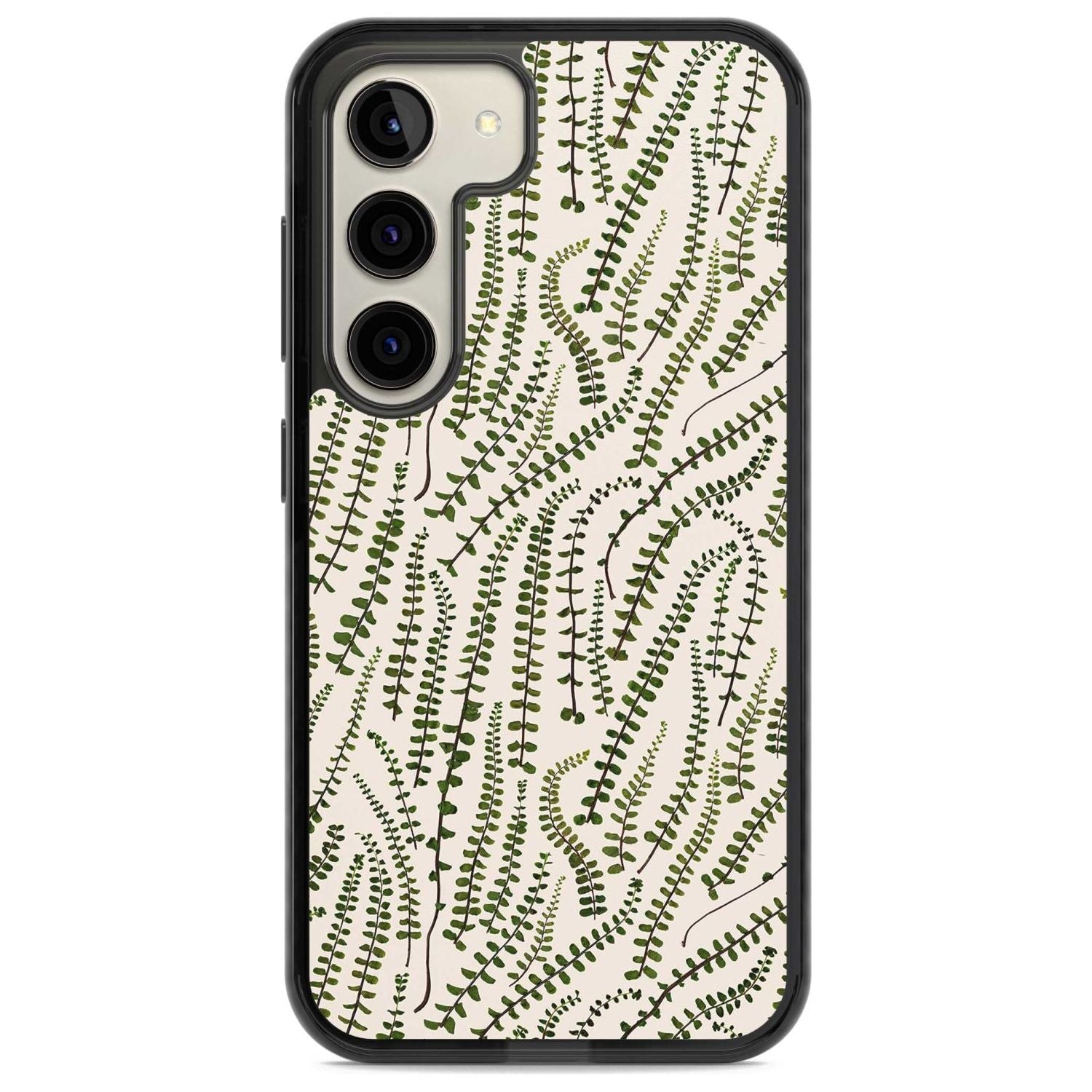 Fern Leaf Pattern Design - Cream Phone Case Samsung S22 / Black Impact Case,Samsung S23 / Black Impact Case Blanc Space