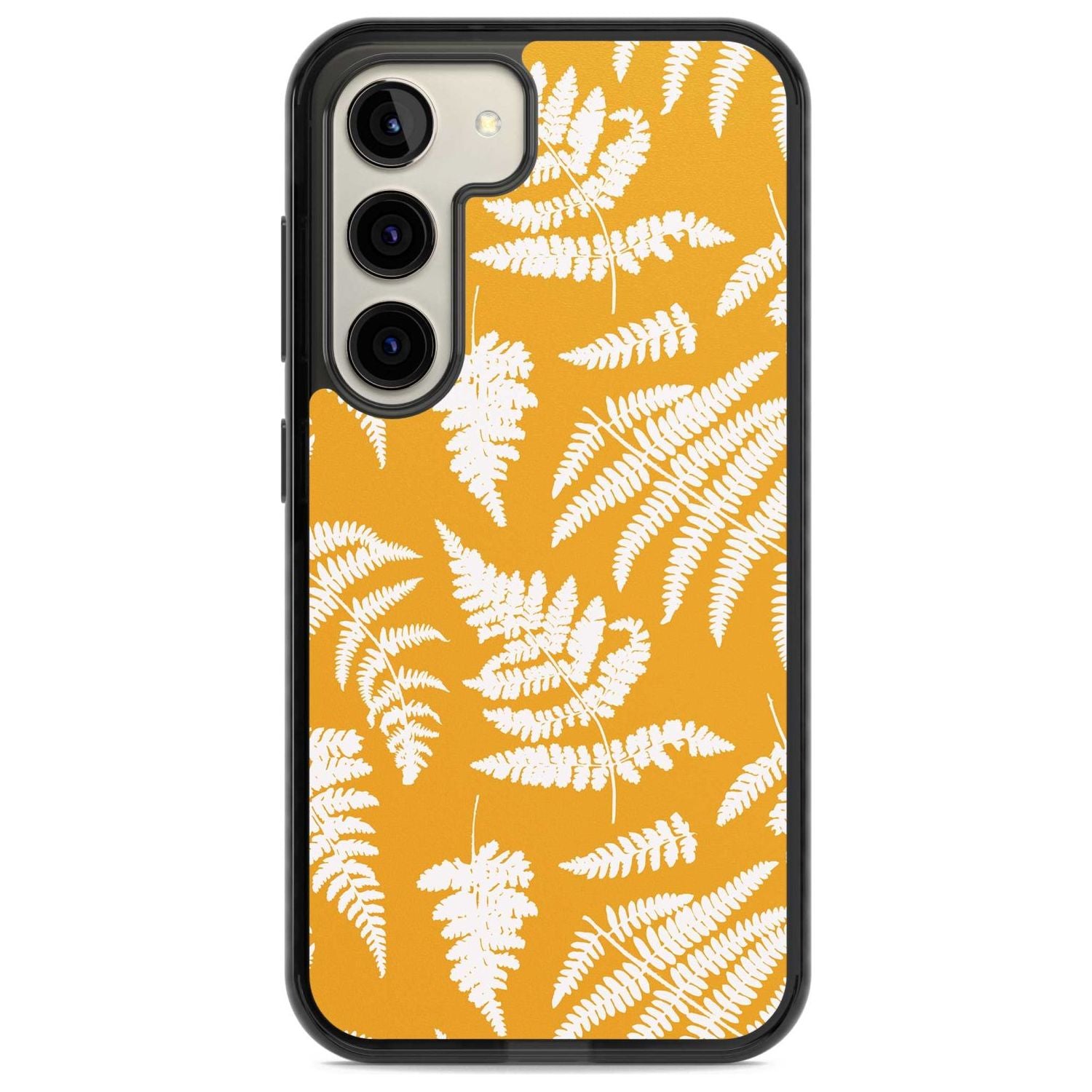 Fern Pattern on Yellow Phone Case Samsung S22 / Black Impact Case,Samsung S23 / Black Impact Case Blanc Space