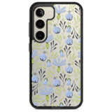 Blue Flora Transparent Floral Phone Case Samsung S22 / Black Impact Case,Samsung S23 / Black Impact Case Blanc Space