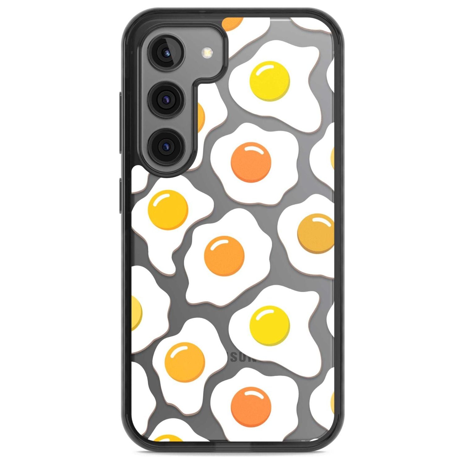 Fried Egg Pattern Phone Case Samsung S22 / Black Impact Case,Samsung S23 / Black Impact Case Blanc Space