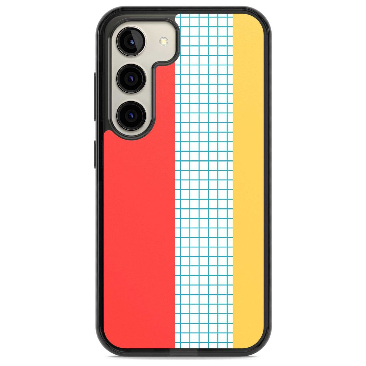 Abstract Grid Red, Blue, Yellow Phone Case Samsung S22 / Black Impact Case,Samsung S23 / Black Impact Case Blanc Space