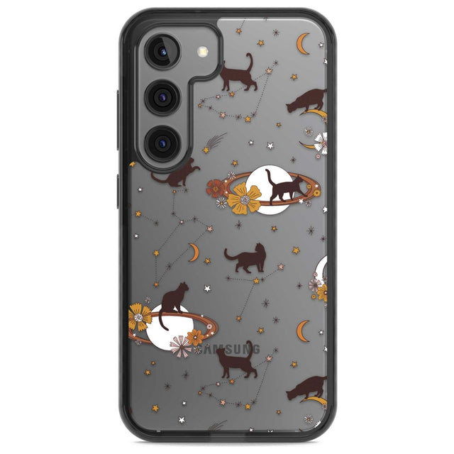 Halloween Cats and Astrology Phone Case Samsung S22 / Black Impact Case,Samsung S23 / Black Impact Case Blanc Space